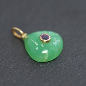 Colgantes de piedras preciosas talladas con forma ovalada de crisoprasa Natural, colgantes de moda chapados en oro de Plata de Ley 925, joyería a granel - Product Image 2