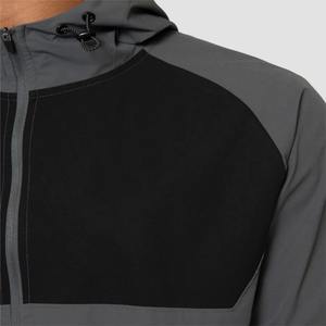 Chaqueta cortavientos con cremallera a prueba de agua personalizada, chaqueta deportiva de manga larga con estampado de puños ajustables de nailon y poliéster para hombre - Product Image 4