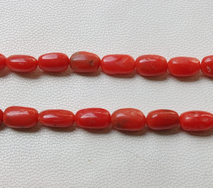 Cuentas de coral italiano natural AAA de 1 hebra, forma ovalada de 16 pulgadas 8X5 a 6X4 cuentas lisas, piedras preciosas de coral - Product Image 2