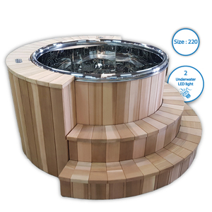 อ่างน้ำร้อนพรีเมียมขนาด 220 ซม. ทำจากสแตนเลส 304 พร้อมไฟ LED หลากสี 2 ดวง แบบ 2 บันได สำหรับ 8-10 คน เหมาะสำหรับกลางแจ้ง วิลล่า โรงแรม จัดส่งฟรี - Product Image 1