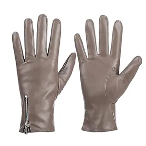 Ho vendita guanti invernali in pelle da donna colore grigio Full Finger Outdoor per adulti guanti da donna con dimensioni personalizzate