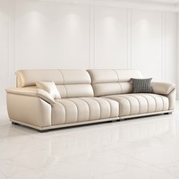 Canapé sectionnel en cuir avec éponge à haute résilience pour petit salon et villa, design moderne minimaliste à touches de piano, pieds en bois