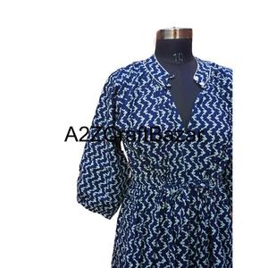 Robe midi florale Himanshi décontractée pour femme, 100 % pur coton, tissu respirant, coupe ample, écologique, taille naturelle, pour l'été quotidien - Product Image 3