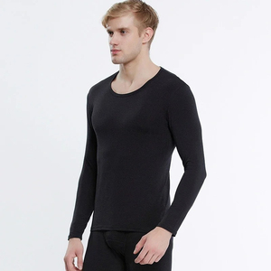 Solid Color <b>Men</b> <b>Thermal</b> Underwear Set Fall Winter Home Wear 2 Piece Set Long Sleeve O-neck T-shirts Pant Sets Ropa - Product Image 5