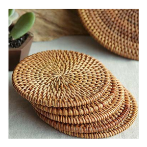 Natural Rattan Charger Plate Floral <b>Placemats</b> Handwoven Rattan Table Decor Boho Coastal Wedding Style Eco-Friendly Dining Set - Product Image 5