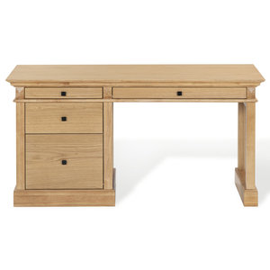 Bureau de direction Shorecrest avec plateau en bois massif et structure métallique, bureau d'ordinateur rectangulaire pour l'étude - Product Image 1