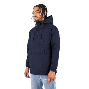 Wholesale 2023 Navy <b>Blue</b> Men's Waterproof Windbreaker Jacket <b>Canvas</b> Fabric Winter Arrival with Front Pocket and Attached Hood - Product Image 2
