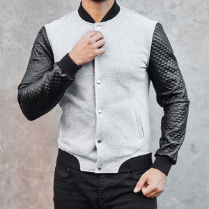 Veste universitaire d'hiver en laine et cuir de style urbain pour hommes avec design respirant et chauffant - Product Image 5