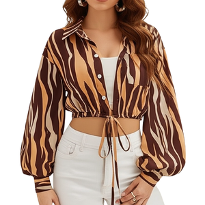 Línea de ropa de diseñador para mujer-Camisa OEM elegante de ajuste personalizado Material sostenible lavable Envío rápido para la temporada de verano - Product Image 3