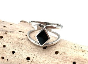 Anillo de Compromiso de Ónice Negro con Forma de Corazón, Plata de Ley 925, Estilo Bohemio, Moderno, Hecho a Mano, Regalo para Mamá - Product Image 3