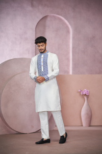"Heritage White jacquard designer kurta - Product Image 4