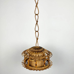 Lámpara colgante decorativa de diseño antiguo, linterna de ratán de alta calidad, sombra de bambú, hogar clásico, terraza, almacén, rústico de lujo - Product Image 3