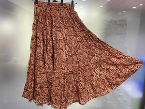 Jupe indienne en coton imprimé taille haute pour femmes, longueur moyenne, vêtements de plage évasés exclusifs, imprimés pour 4 filles, respirants - Product Image 2