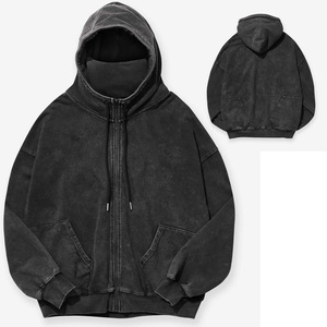 Hoodie streetwear personnalisé, doublure imperméable, finition délavée à l'acide, OEM, coton respirant avec service d'impression de logo et étiquette privée - Product Image 3