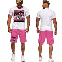 Ensemble survêtement 2 pièces personnalisé pour homme, t-shirt et short décontractés, séchage rapide, polyester/coton, couleur unie, vente en gros