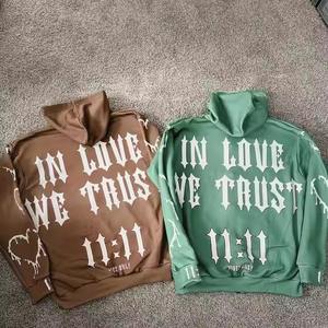 Sudadera con capucha personalizada para hombre 500 Gsm Heavy 100% algodón Drop Shoulder Sun Fade Distress Patch bordado de trabajo Boxy Fit Crop Zip Up para hombre - Product Image 4