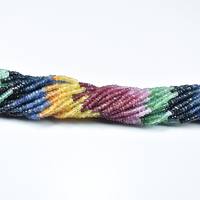 Perles facettées en saphir multicolores naturelles, 2,5-3 mm, perles de pierres précieuses, brins pour la fabrication de bijoux, directement du grossiste