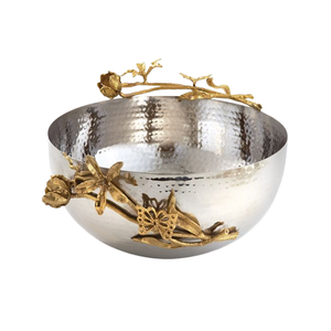 Cuenco de comida de acero inoxidable de calidad Superior con soporte de forma redonda, cuenco para servir con dátiles de Color plateado y dorado a la venta - Product Image 6