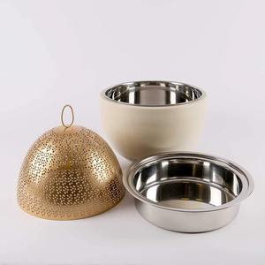 Cazuela Ovalada con Tapa Dorada para Eventos Festivos, Buffet, Exhibición de Alimentos y Servicio de Comida Caliente, Procedente de la India - Product Image 5