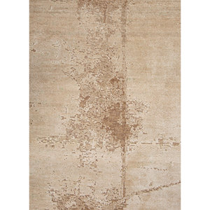 พรมขนสัตว์ผสมไหมถักมือสีเบจน้ำตาลลายเอนโทรปี สำหรับห้องนั่งเล่น พรมปูพื้นรูปทรงสี่เหลี่ยมผืนผ้าสำหรับบ้านและทางเดิน - Product Image 3