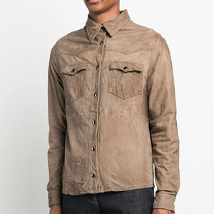 Chemise en cuir crochetée décontractée pour homme de haute qualité de Best Factory, idéale pour l'hiver et les activités de plein air, taille plus, imperméable et coupe-vent - Product Image 5