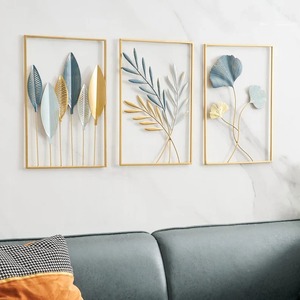 Vente en gros Ensemble d'art mural moderne en métal, tenture murale décorative 3D à la feuille d'or pour le salon, la chambre à coucher et la décoration de luxe de la maison - Product Image 6
