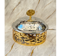 Réchauffeur de nourriture en acier inoxydable et laiton de style moyen-oriental plat de service de conception de calligraphie islamique pour l'Aïd Ramadan et les hôtels