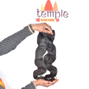 Máquina doble trama 100% Color natural indio crudo negro mujeres templo paquete procesamiento ninguno extensiones de cabello humano sin procesar - Product Image 4