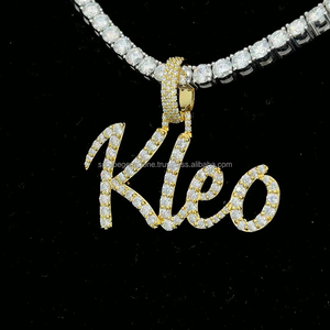 Colgante con nombre personalizado, collar con colgante chapado en oro y rosa, colgante con nombre de moissanita para hombre, joyería de hip hop - Product Image 1