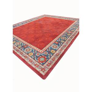 Alfombras de Lana Anudadas a Mano Aalam, Rojas y Naranjas con Patrones Florales y Abstractos, Rectangulares de 9x12 para Entrada y Sala de Estar, Pae-5971 - Product Image 2