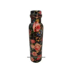 Botella de cobre de la mejor calidad y más vendida Impresión de esmalte exterior Precio razonable Botella de cobre para beber Fabricantes DE LA India - Product Image 2