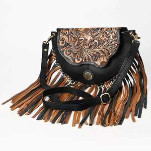 Bolso de Mano y Bandolera Estilo Bohemio Occidental, de Cuero Vacuno con Flecos, Colección Otoño, Última Moda - Product Image 5