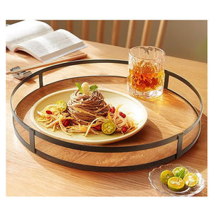 Nouvelle arrivée de qualité supérieure plateau de service en bois de mangue forme ronde design attrayant taille personnalisée pour les collations servant - Product Image 6