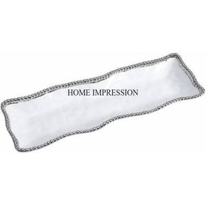 Qualité exclusive en métal fait de couleur blanche enduite de poudre et bords plaqués or Centre de table et décoration Plateaux de service Fournitures - Product Image 3