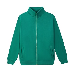 Otoño 380g ecológico cremallera con capucha cárdigan con capucha logotipo personalizado hecho poliéster/algodón sólido polar liso teñido bordado 3D - Product Image 4