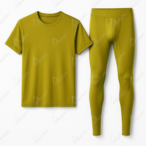 Ensemble de fitness en coton respirant pour hommes avec t-shirt et guêtres pour la course à pied, le yoga, le tissu en coton doux offre un confort. - Product Image 3