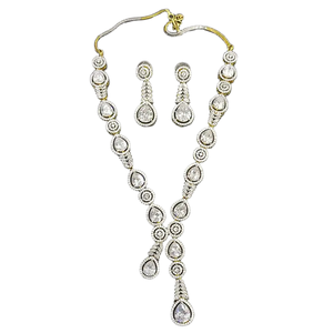 Ensemble de bijoux de mariage glamour déclaration collier de Style indien Jhumka boucles d'oreilles or rouge profond classique en acier inoxydable principal - Product Image 2