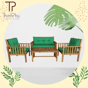 Conjunto de sofá de canto, grande conjunto de sofá de canto-acácia, madeira, ambiente externo, móveis ao ar livre do vietnã