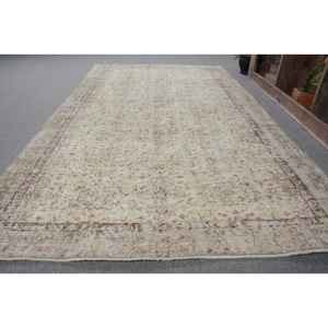 Vintage 4.8 'X 8.5' tapis turc Beige marron tissage plat tapis Patchwork motif laine matériel Latex pour décorations de salon - Product Image 2