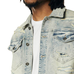 Ensemble veste et pantalon en denim pour homme, couleur unie, hiver, 100% coton, respirant, style hip hop, haute qualité, personnalisable, toutes tailles - Product Image 6