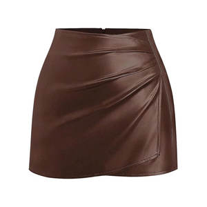 Faldas Plisadas de Cuero Genuino para Mujer, Tela Suave y Transpirable, Ajuste Cómodo, Estilo Moderno para Fiestas - Product Image 1