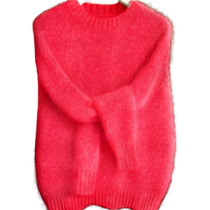 Pull en mohair doux pour femme, col rond, manches longues, coupe ample, chaud, décontracté, léger, en laine duveteuse, pour l'hiver - Product Image 1