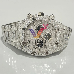 Vidhi đồ trang sức Tự động đồng hồ cơ khí cho nam giới hip hop phong cách phòng thí nghiệm Grown Iced Bust kim cương Tester Silicone ban nhạc Glass quay số - Product Image 1