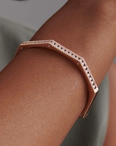 Iced Channel <b>Set</b> Triple Row Diamond Octagon <b>Bangle</b> 2.21 Ct Natural Diamond G-H Color VS-SI Clarity 14K Solid Gold Sparkle Party - Product Image 1