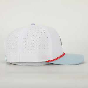 Casquette de baseball sportive unisexe personnalisée à 5 panneaux, séchage rapide, performance imperméable, perforations laser ajustables courantes, caoutchouc - Product Image 3