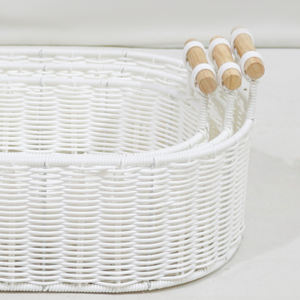 Artex Dong Thap Oval PE Durable Storage <b>Plastic</b> <b>Trays</b> with Handles <b>Plastic</b> Rattan Fruit Vegetable Containers for Organization - Product Image 5