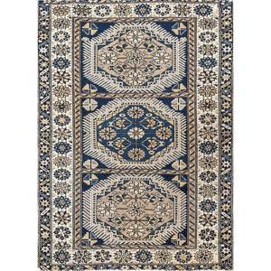 Tapis en laine d'Azerbaïdjan (c.1920) – Design géométrique oriental vintage pour la maison, le salon, la chambre, le bureau – Rectangulaire, carré, vintage - Product Image 1