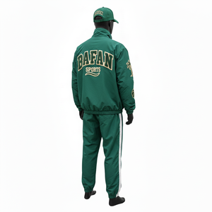 Conjunto de Chaqueta Cortavientos para Hombre, Poliéster Tejido de Alta Calidad, Pantalón Anorak Verde, Panel Lateral con Logotipo Aplicado Personalizado, Conjunto de Chaqueta Cortavientos de Talla Grande - Product Image 5