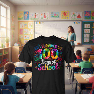 Maglietta con meme 'Felice 100° Giorno di Scuola' per insegnanti e studenti, regalo promozionale omaggio - Product Image 3