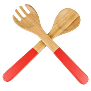 Serveurs de salade en bambou filé naturel de haute qualité pour manger style européen fabriqués à la main du Vietnam - Product Image 2